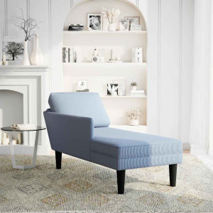 Chaise lounge com almofada tecido corduroy azul H