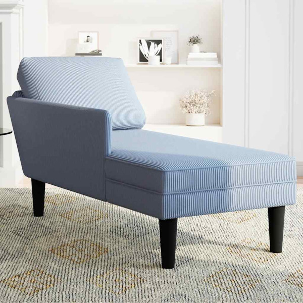 Chaise lounge com almofada tecido corduroy azul M 3