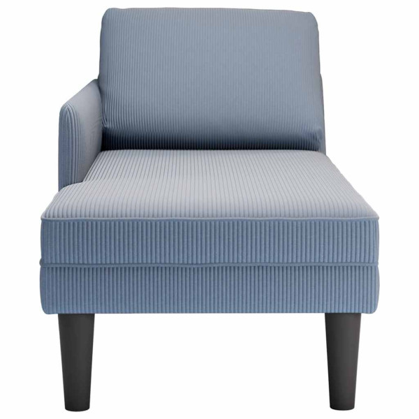 Chaise longue con cojín de tela de pana azul M 4