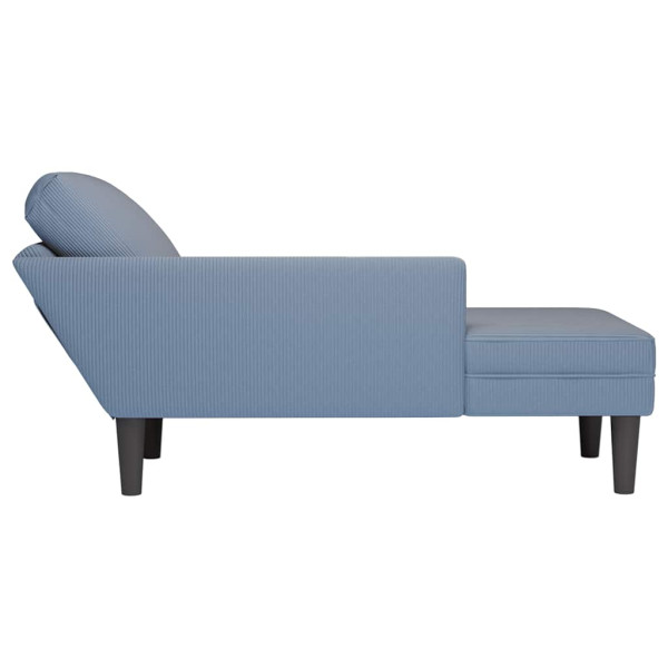 Chaise lounge com almofada tecido corduroy azul M 5