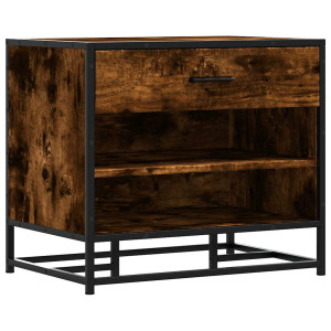 Banco zapatero madera de ingeniería roble ahumado 60x40x53.5 cm H