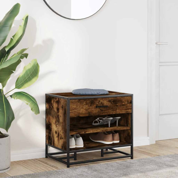 Banco zapatero madera de ingeniería roble ahumado 60x40x53.5 cm M 3