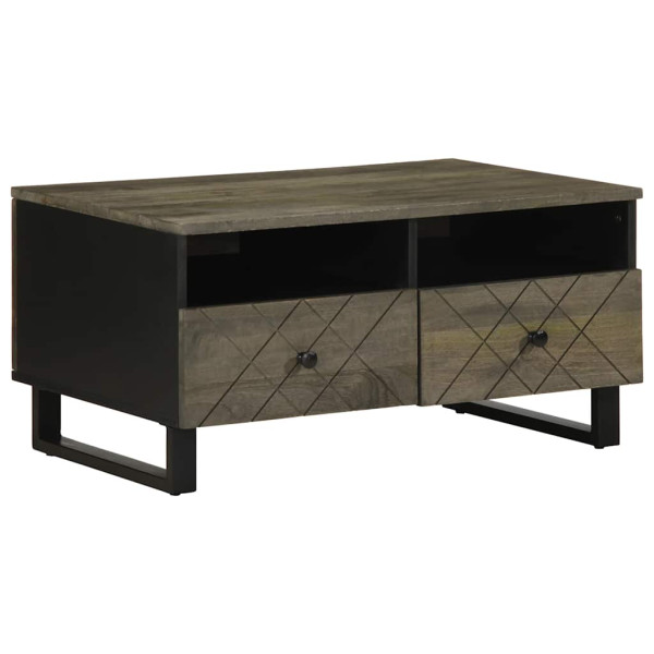 Mesa de centro madera maciza de mango negra 80x54x40 cm D