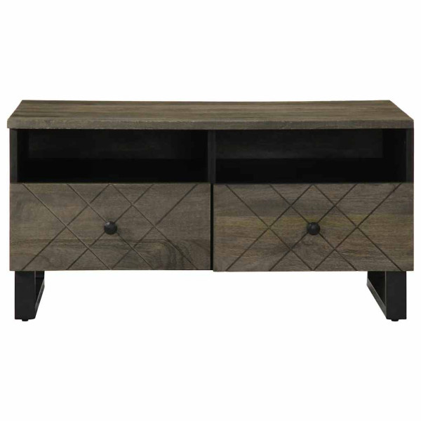 Mesa de centro madera maciza de mango negra 80x54x40 cm M 3