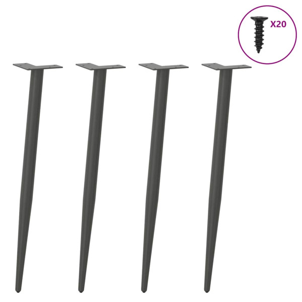 Pés de mesa de console formato cônico 4 peças antracite 72-73 cm aço M 3