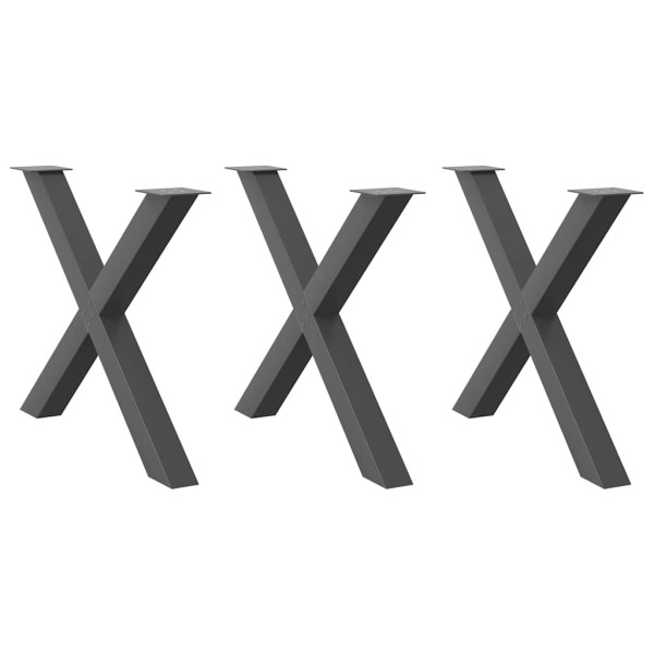 Patas para mesa de comedor en forma de X 3 uds antracita acero D