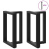 Pés de mesa de jantar em forma de T. 2 peças. preto. 60x35x(72-73) cm. aço 3
