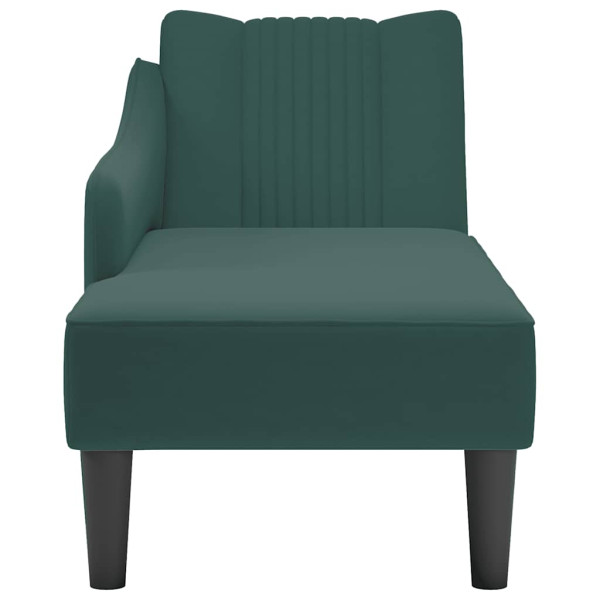 Chaise-longue com apoio de braço direito veludo verde escuro M 4