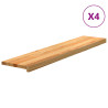 Peldaños de escalera 4 uds madera maciza roble marrón claro 2