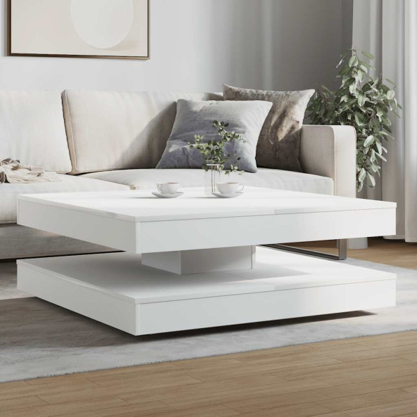 Mesa de centro rotativa a 360 graus 90x90x34.5 cm branco M 5