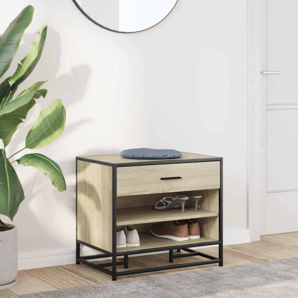 Banco zapatero madera de ingeniería roble sonoma 60x40x53.5 cm M 3