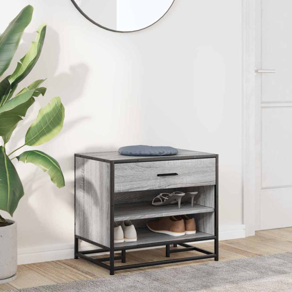 Banco zapatero madera de ingeniería gris sonoma 60x40x53.5 cm M 3