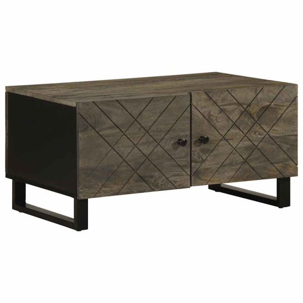 Mesa de centro madera maciza de mango negra 80x50x40 cm D