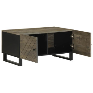 Mesa de centro madera maciza de mango negra 80x50x40 cm H