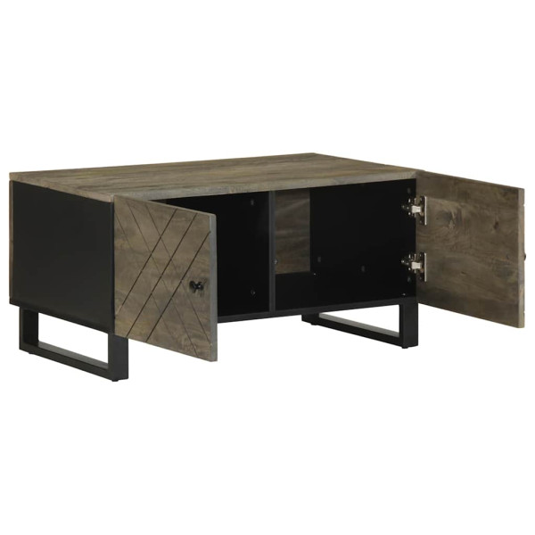 Mesa de centro madera maciza de mango negra 80x50x40 cm M 2