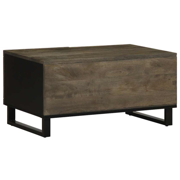 Mesa de centro madera maciza de mango negra 80x50x40 cm M 5