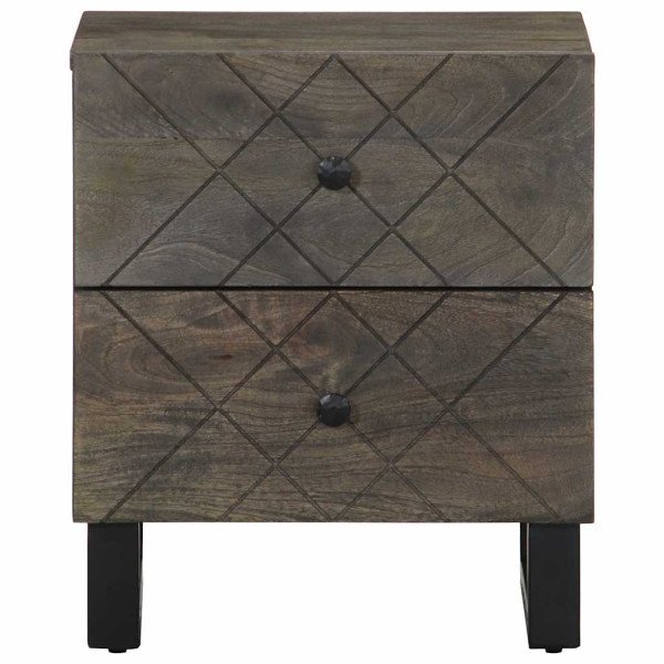 Mesita de noche de madera maciza de mango negra 40x33x46 cm M 3
