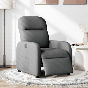 Sillón reclinable eléctrico de tela gris oscuro H