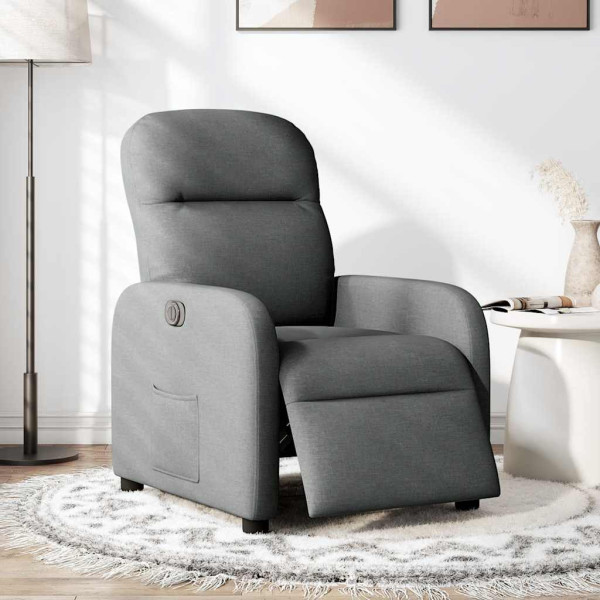 Sillón reclinable eléctrico de tela gris oscuro M 2