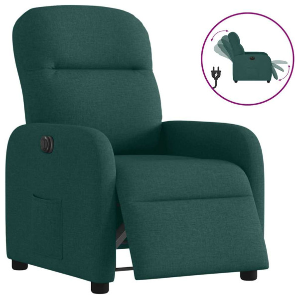 Sillón reclinable eléctrico tela verde oscuro D