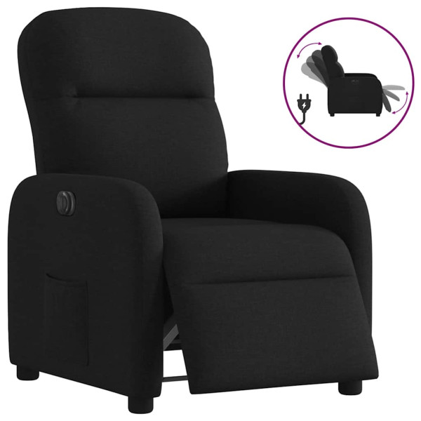 Sillón reclinable eléctrico de tela negro D
