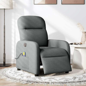 Sillón reclinable de masaje eléctrico tela gris oscuro H