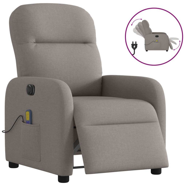 Sillón reclinable de masaje eléctrico tela gris taupe D