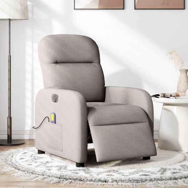 Sillón reclinable de masaje eléctrico tela gris taupe M 2