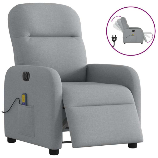 Sillón reclinable de masaje eléctrico tela gris claro D