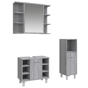 Set de muebles de baño 3 pzas madera contrachapada gris sonoma H