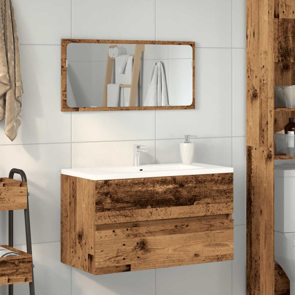 Mueble de baño con espejo de madera antigua madera ingeniería M 3