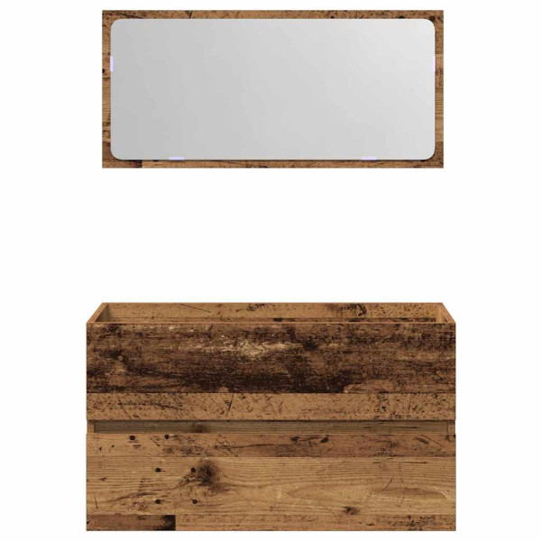 Mueble de baño con espejo de madera antigua madera ingeniería M 4