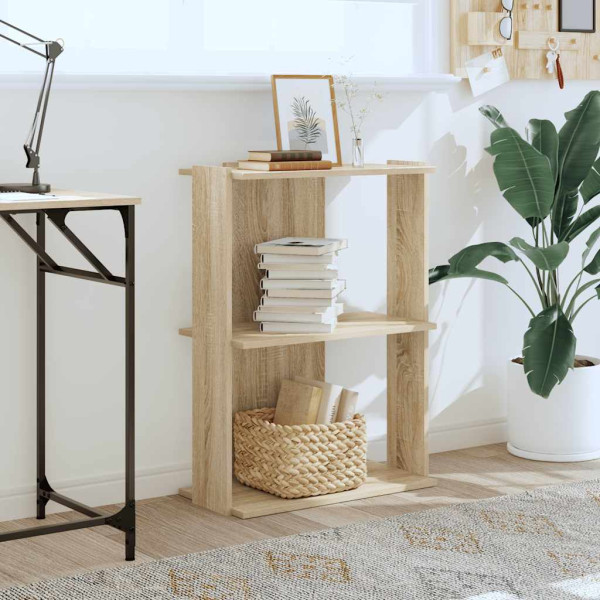 Librería 3 estantes madera ingeniería roble sonoma 60x30x80 cm M 3