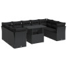 10 pcs conjunto sofás de jardim c/ almofadões vime PE preto 2