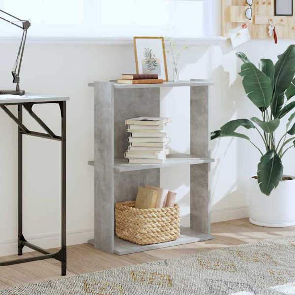 Librería de 3 niveles madera gris hormigón 60x30x80 cm M 3