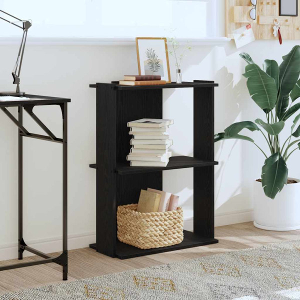 Librería de 3 estantes madera de ingeniería negro 60x30x80 cm M 3