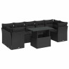 8 pcs conjunto sofás de jardim com almofadões vime PE preto 2
