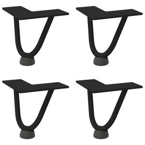 Patas de mesa tipo horquilla 4 unidades acero macizo negro 10cm H