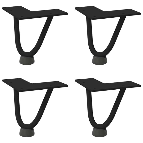 Pernas de grampo para mesa de centro 4 peças pretas 10 cm aço maciço M 2