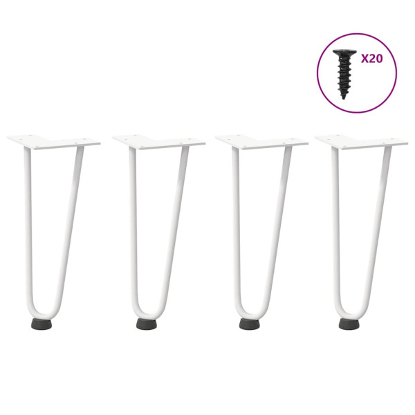 Patas de mesa tipo horquilla 4 uds acero macizo blanco 30 cm D