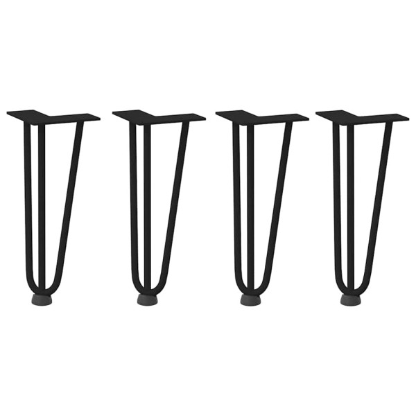 Patas de mesa tipo horquilla 4 uds acero macizo negro 30 cm M 3