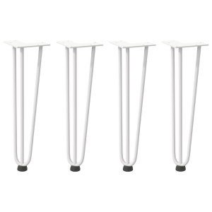 Patas de mesa tipo horquilla 4 uds acero macizo blanco 42 cm H