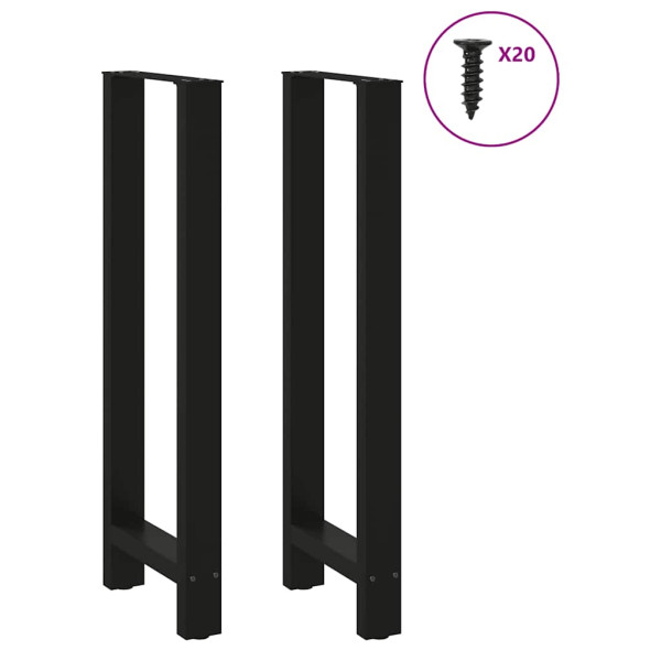 Pernas de placa de aço preto 2 pcs 40x(110-111) cm M 3