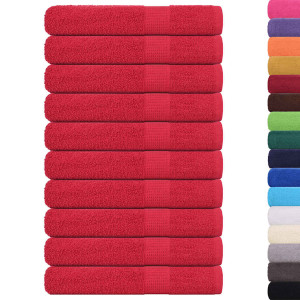 Toallas de sauna 10 uds 100% algodón rojo 80x200 cm 360 gsm H