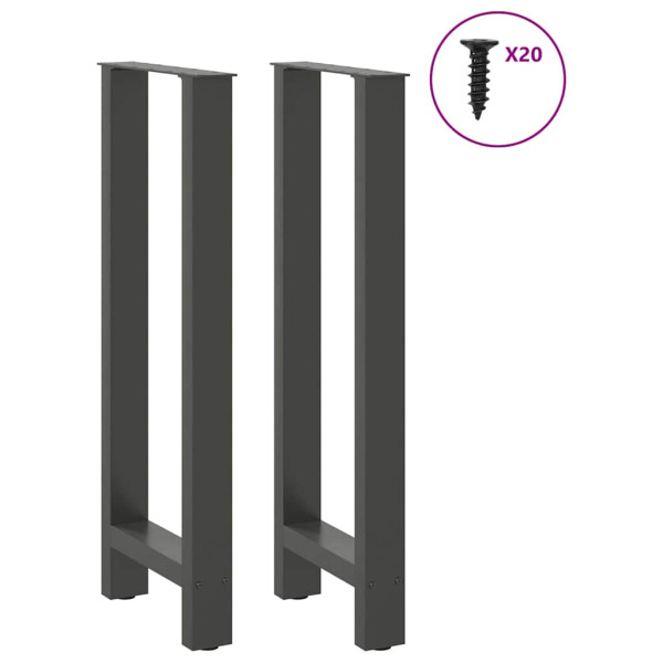 Pernas de mesa de centro em aço antracite 2 unidades 40x(100-101) cm M 3