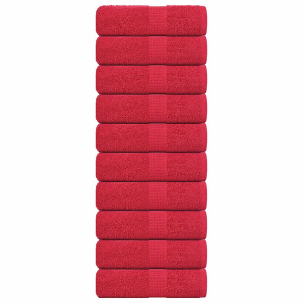 Toallas invitados 10 uds 100% algodón rojo 30x50 cm 360 gsm D