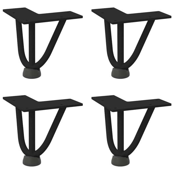 Patas de mesa tipo horquilla 4 unidades acero macizo negro 10cm M 2
