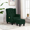 Sillón de masaje con reposapiés tela verde oscuro 1