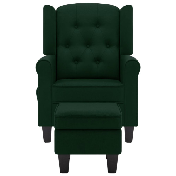 Sillón de masaje con reposapiés tela verde oscuro M 3