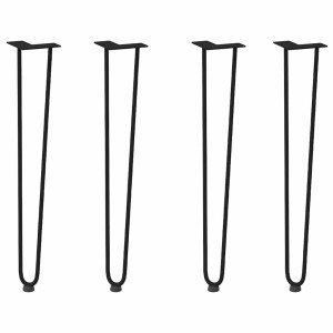 Patas de mesa tipo horquilla 4 uds acero macizo negro 72 cm H